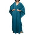 thumbnail image 2 of TMOYZQ Caftans Dresses for Women Solid Color Plus Size Beach Dress V Neck Cover Up Loose Soft Kaftan Loungewear, 2 of 6