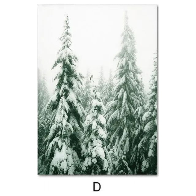 Pinturas de arte de pared de paisaje forestal de invierno personalizable, imágenes de renos, carteles e impresiones de Navidad, murales de habitación para el hogar