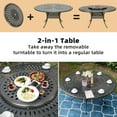 thumbnail image 3 of 9-Piece Patio Furniture Dining Set, All Weather Cast Aluminum Outdoor Conversation Set- 61" Round Patio Dining Table with Detachable Lazy Susan & 8 Cushioned Chairs, Umbrella Hole, Khaki, 3 of 9