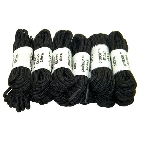 

54 Inch 137 cm (12 Pair Value Pack) Coal Black proBOOT(tm) Rugged Wear Round Boot Shoelaces buy the case!