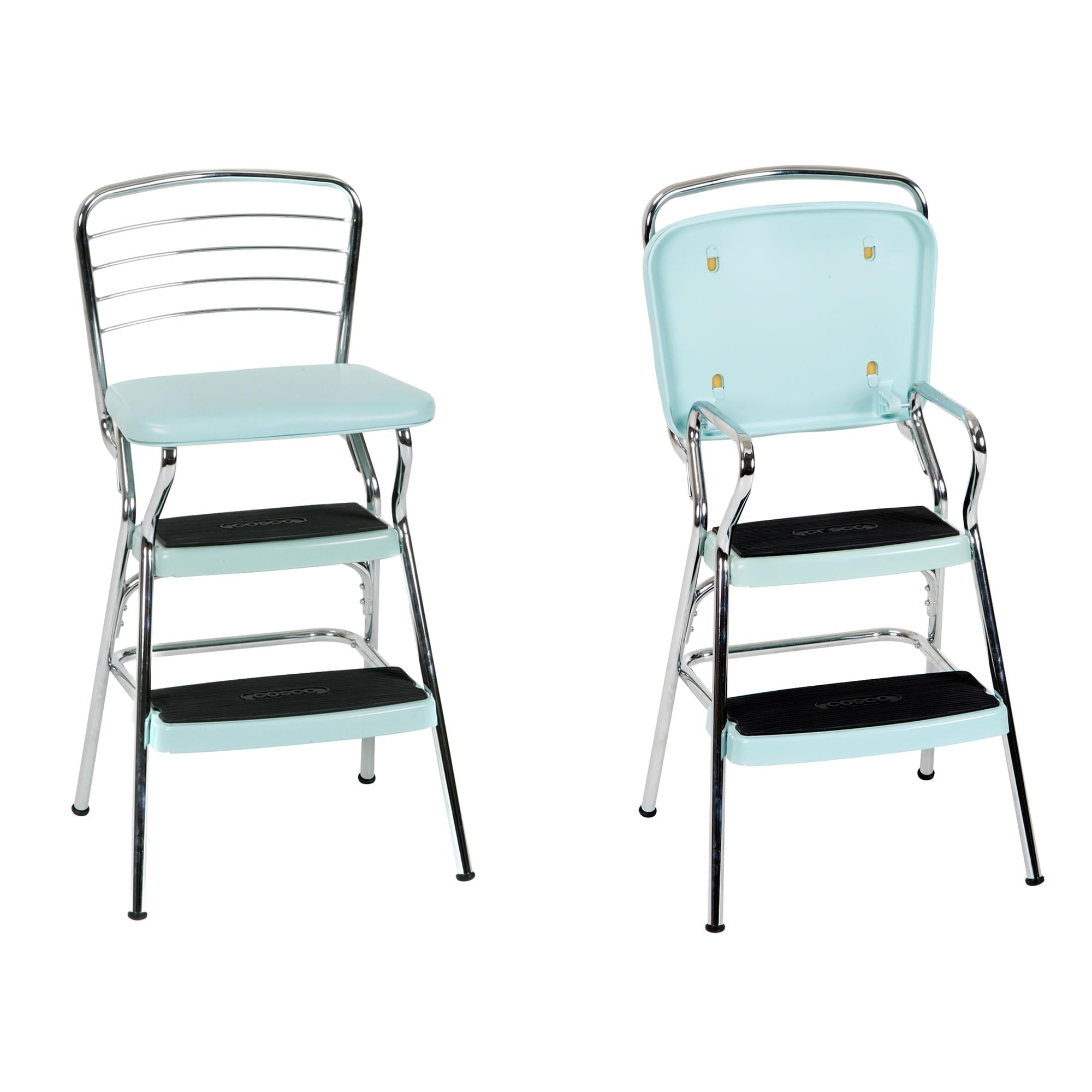 COSCO Stylaire Retro Chair + Step Stool with FlipUp Seat (Teal, one