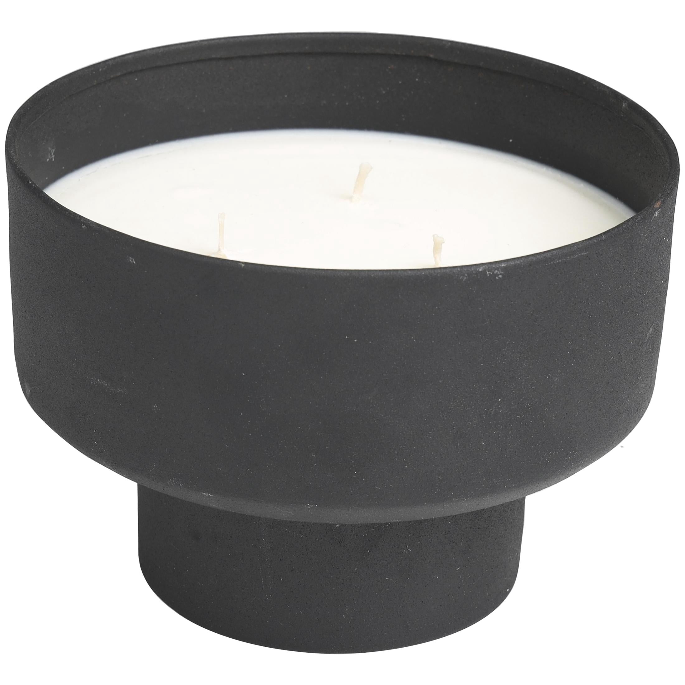 DecMode Black Metal Campfire Scented Matte 50 oz 3 Wick Candle with White Wax