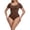 Brown, variant on Women's Scoop Neck Short Sleeve Bodysuit Slimming Fit Body suit Top Collection