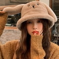 thumbnail image 4 of Birdeem Women's Cute Rabbit Ear Hat Plush Thickened Warm Fashion Bucket Hat, 4 of 12