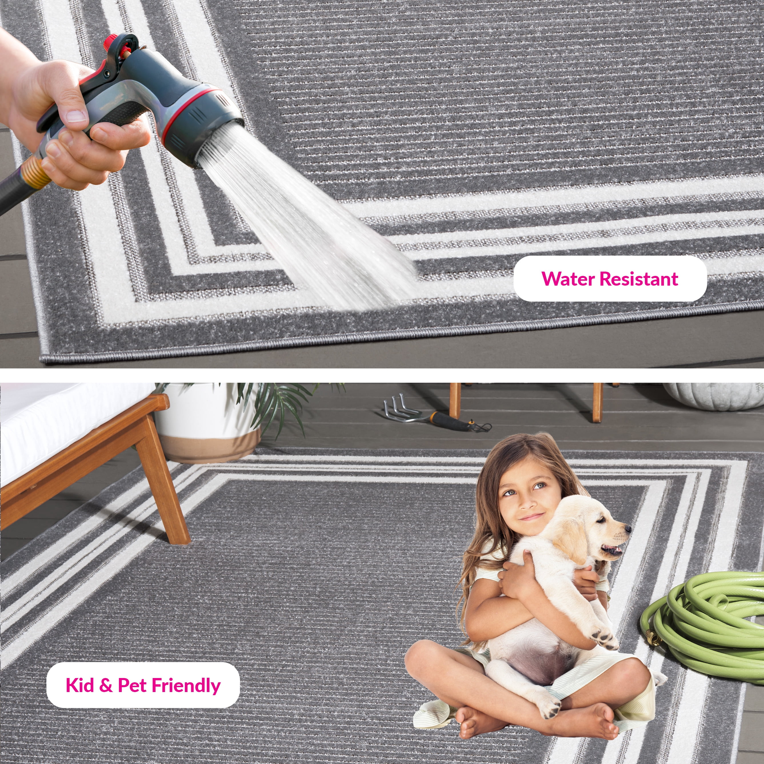 SAFAVIEH Cabana Henry Striped Indoor/Outdoor Area Rug, Grey/Ivory, 5'3" x 7'6"