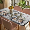 thumbnail image 3 of Spring Flowers Table Cloths for 4 Foot Rectangle Tables, Farmhouse Truck Black Plaid Wood Grain Patio Waterproof Elastic Fitted Tablecloths, Washable Rectangular Table Cover for Camping, 3 of 8