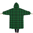 thumbnail image 2 of Oversized Wearable Blanket Hoodie,Green Black Checkerboard Checkered Pattern Sherpa Blanket Hoodie with Super Pockets,Super Warm Fuzzy Pullover for Women & Men, 2 of 6