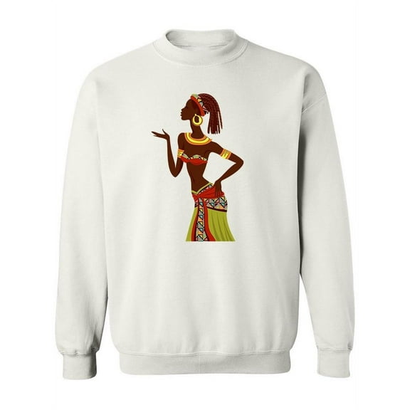 African Girl With Green Dress Sweatshirt Women -Image by Shutterstock, Female x-Large