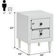 thumbnail image 4 of Gymax 2 PCS End Bedside Table Wooden Leg W/ Storage Drawers Nightstand White, 4 of 6