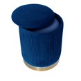 thumbnail image 3 of Pouf de Rangement Plissé en Velours Bleu Marine avec Base en Chrome Doré (Lot de 2), 3 of 3