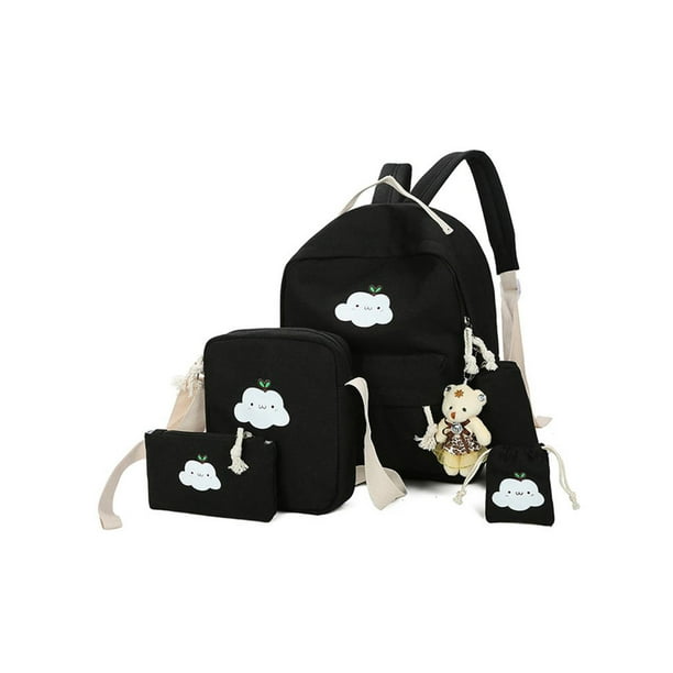 Anyprize Anyprize 5pcs Sets Black Canvas School Backpacks For