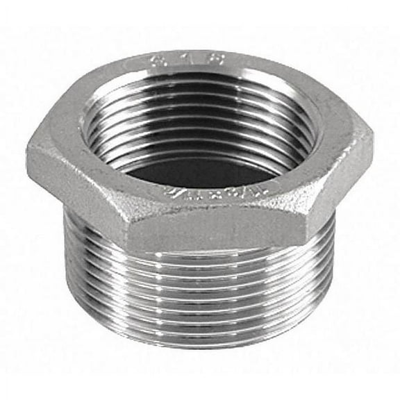 1 pc, Zoro Select 1" x 1/2" MNPT x FNPT 316 SS Hex Reducing Bushing, Max. Pressure: 300 psi