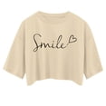 thumbnail image 4 of MIXUE Womens Summer Tops Letter Print Round Neck Short Sleeve Loose Casual Shirts For Women Tee Shirts Activewear,Beige,XL, 4 of 4