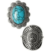 Jessica Simpson Faux Turquoise Stone Ring Set, Set of 2