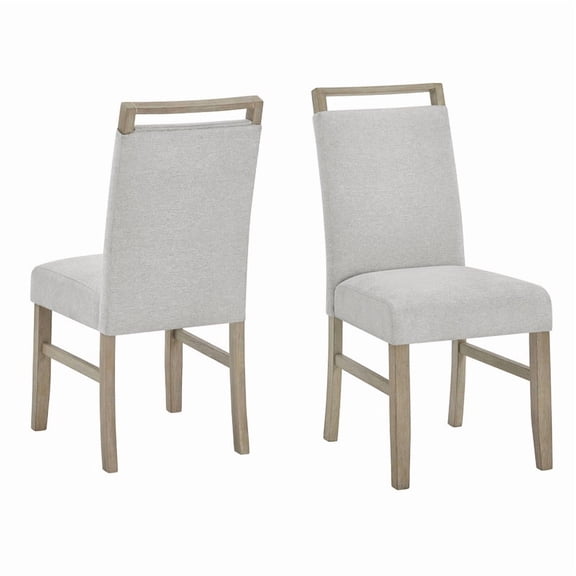 Tabitha Set of 2 Light Oak Finish Dining Side Chairs with Light Gray Fabric