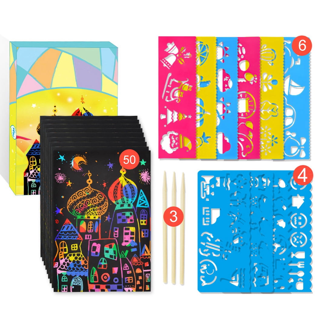 Papier D'art À Gratter Pour Enfants, Art À La Cire Coloré À Gratter De Formats 8k/4k De Taille