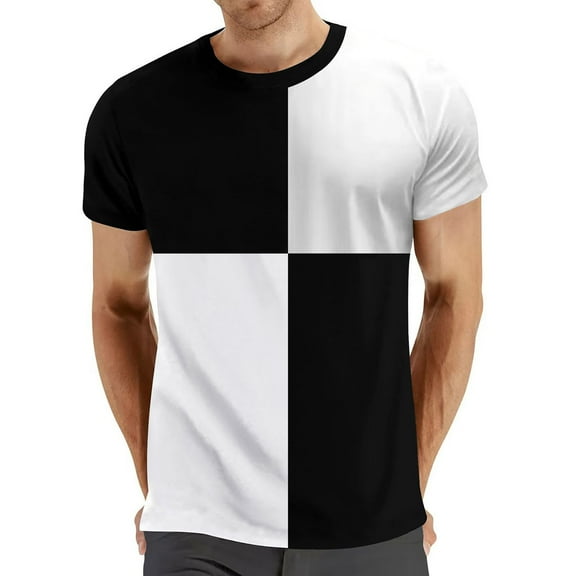 Mens T-Shirts for Valentines Day Packs Colors V Neck Black Men Casual Short Sleeve T-Shirts for Men Pure Color O Neck Splicing Top for Everyday Wear Fashionable and Comfortable for All Occasions