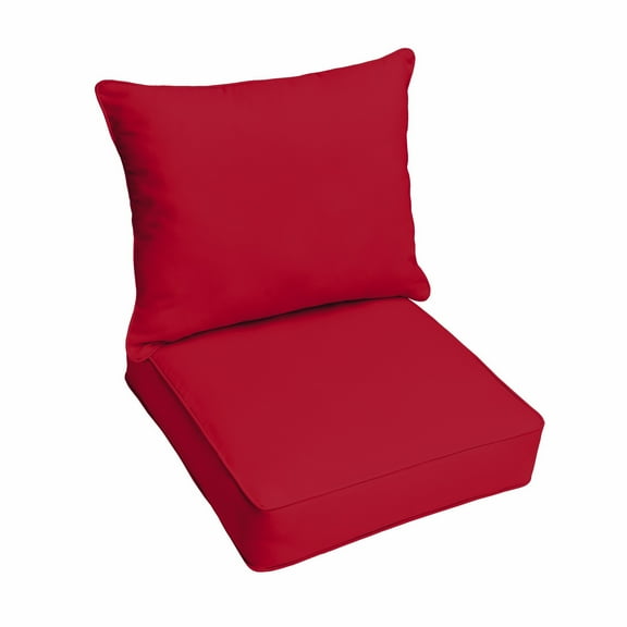 Crimson Red Indoor/Outdoor Deep Seating Pillow and Cushion Set, Corded