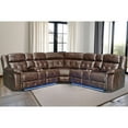 thumbnail image 5 of Hybition L-Shaped Faux Leather Sofa set, with LED Light Strips&Cup Holders, Recliners Couch-Color:Light Brown, 5 of 9
