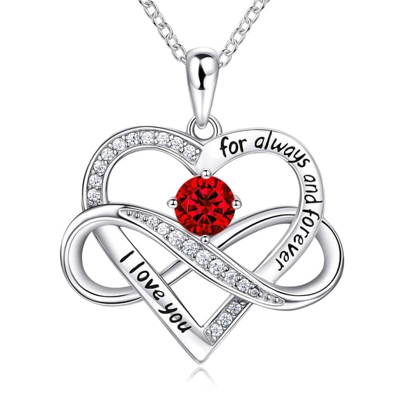 NICKSUN Love Heart Necklaces for Women, Infinite Heart Birthstone Pendant Necklace, Anniversary Birthday Gifts for Wife Mom, Rose Gold Plated Necklace for Valentine's Mothers Day