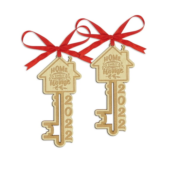 Darling Souvenir Made With Love Home Sweet Home Personalized Wood Ornament Housewarming Gift Christmas Tree Decoration Pack of 2