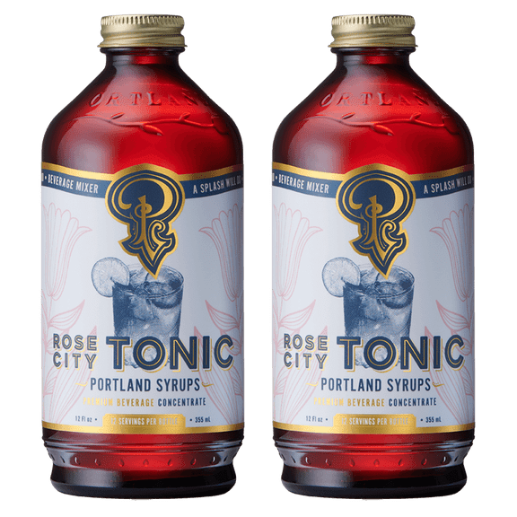 Rose City Tonic Concentrate - Craft Delicious Cocktails, Mocktails, Sodas, Tea and More - Organic Cane Sugar - Whole Ingredients - 12 oz bottle (Pack of 2)