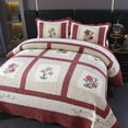 thumbnail image 4 of Juego de colchas Vctops Queen, 230 x 250 cm, algodón, estampado floral, rojo, 4 of 7