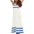 thumbnail image 2 of Yunliwuli Women Long Dress Wavy Striped Tighten Waist Square Neck Sleeveless Flowy Summer Cami Dresses, 2 of 9