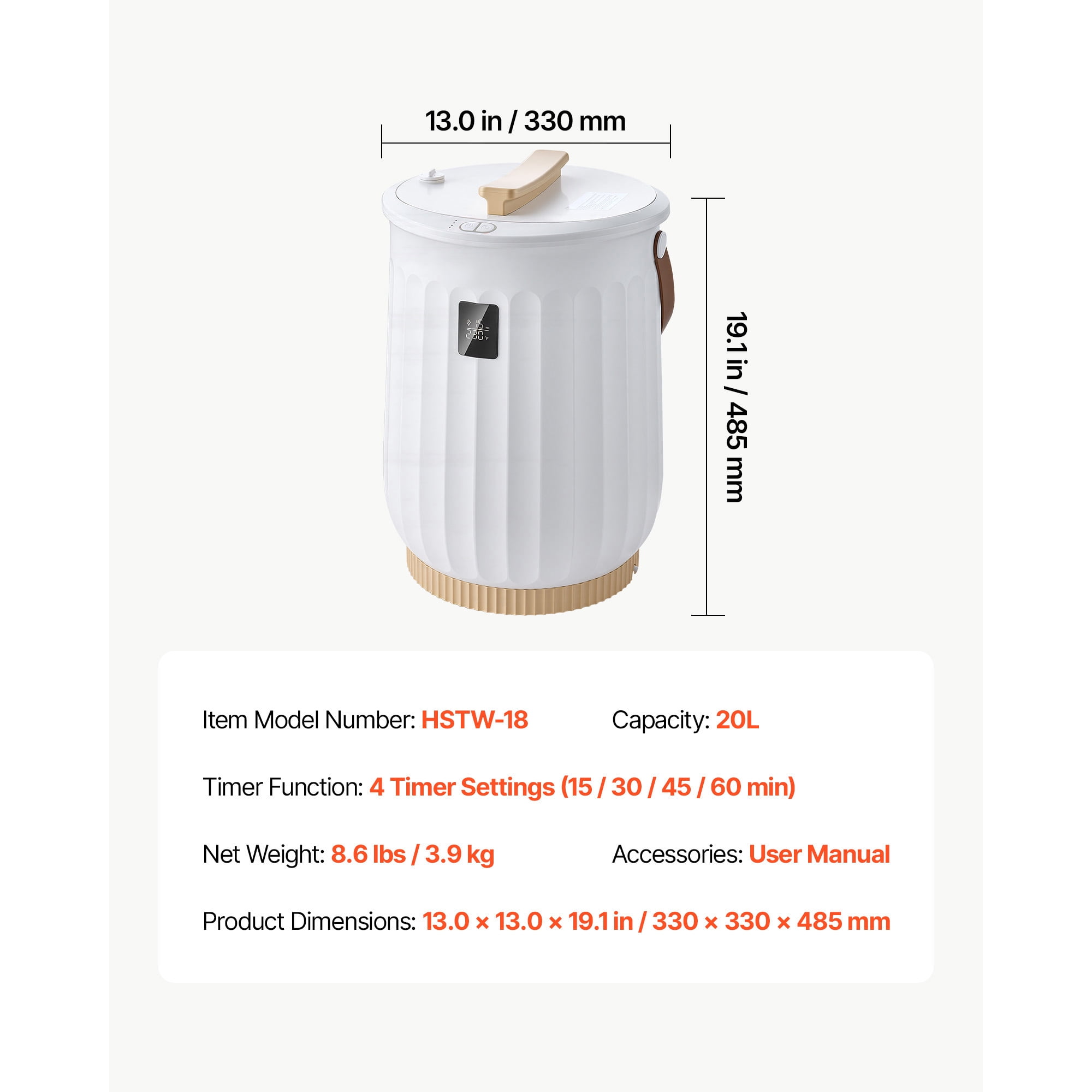 KFFKFF 20L Towel Warmer with LED Display, 4 Timer Settings, Fast Heating, Auto Shut-Off, Fits Large Towels, Blankets, and Bathrobes, White