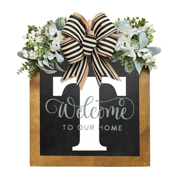 Corona de Madera Personalizada con Apellidos: Placa Colgante para Puerta Principal, Ideal para Todo El Año, con Letras Del Alfabeto de La a A La Z para Decoración Del Hogar y Regalos.