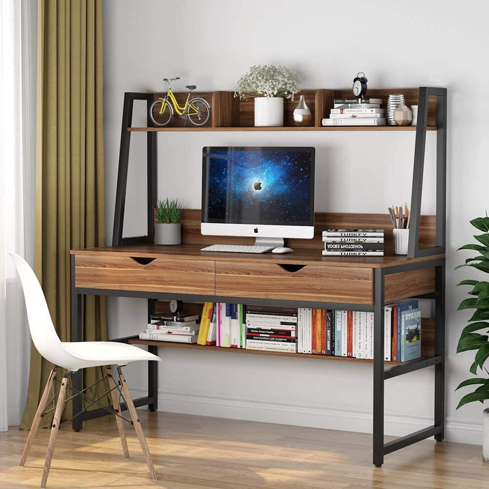 Tribesigns Computer Desk with 2 Drawers, 47 Inches Office Writing Desk