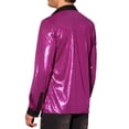 thumbnail image 3 of INSPIRE CHIC Shiny Shirt for Men's Long Sleeves Party Nightclub Glitter Metallic Shirts Rose Red 2XL, 3 of 5