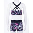 thumbnail image 4 of RUNQHUI Girls' Kids 2-Piece Active Set Dance Sport Outfits Racer Back Top and Booty Short Gymnastics Black Rose Red 6, 4 of 7
