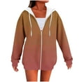 thumbnail image 2 of Women's Gradient Color Hoodies V Neck Long Sleeve Quarter Zip Up Lightweight Oversized Casual Hooded Sweatshirt (L, Orange), 2 of 4