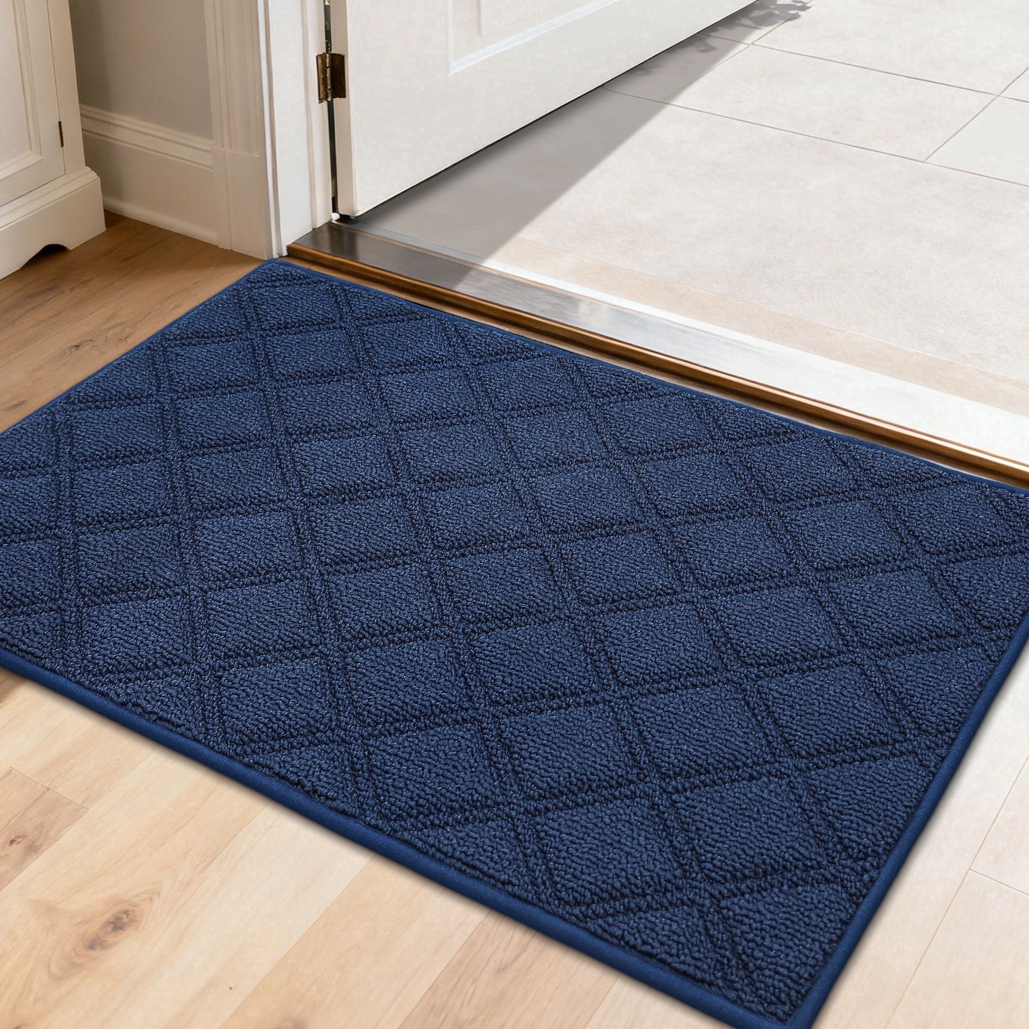 JAATOP Doormat Indoor 20"x 32", Non Slip Entryway Rugs Washable Welcome Mat for Inside, Front Door Mat for Entrance, Dirt Trapper, Navy
