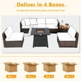 thumbnail image 3 of Gymax Ensemble de Mobilier Sectionnel de Patio en Rotin 7 Pcs avec Table à Foyer 30 Pieds' et Coussin Rouge, 3 of 6