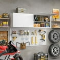 thumbnail image 2 of Metal Garage Wall Cabinet, Wall Storage Cabinet with Locking Door, Adjustable Shelf, Wall Mount Shop Cabinet, Flip Up Wall Mounted Cabinet, White Upper Storage Steel Tool Cabinet, Assembly Required, 2 of 16