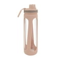 thumbnail image 2 of 20oz Water Bottles with Water Jug Lid Handle Reusable Fitness Sports Bottle Odor Proof and Stain Resistant, Protective Sleeved Glass Bottle, Khaki, 2 of 6