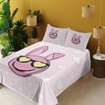 thumbnail image 2 of Ambesonne Emoji Fitted & Top Sheet Set with Shams, Easter Lover Bunny Character, Pale Rose Soft Pink White, 2 of 5