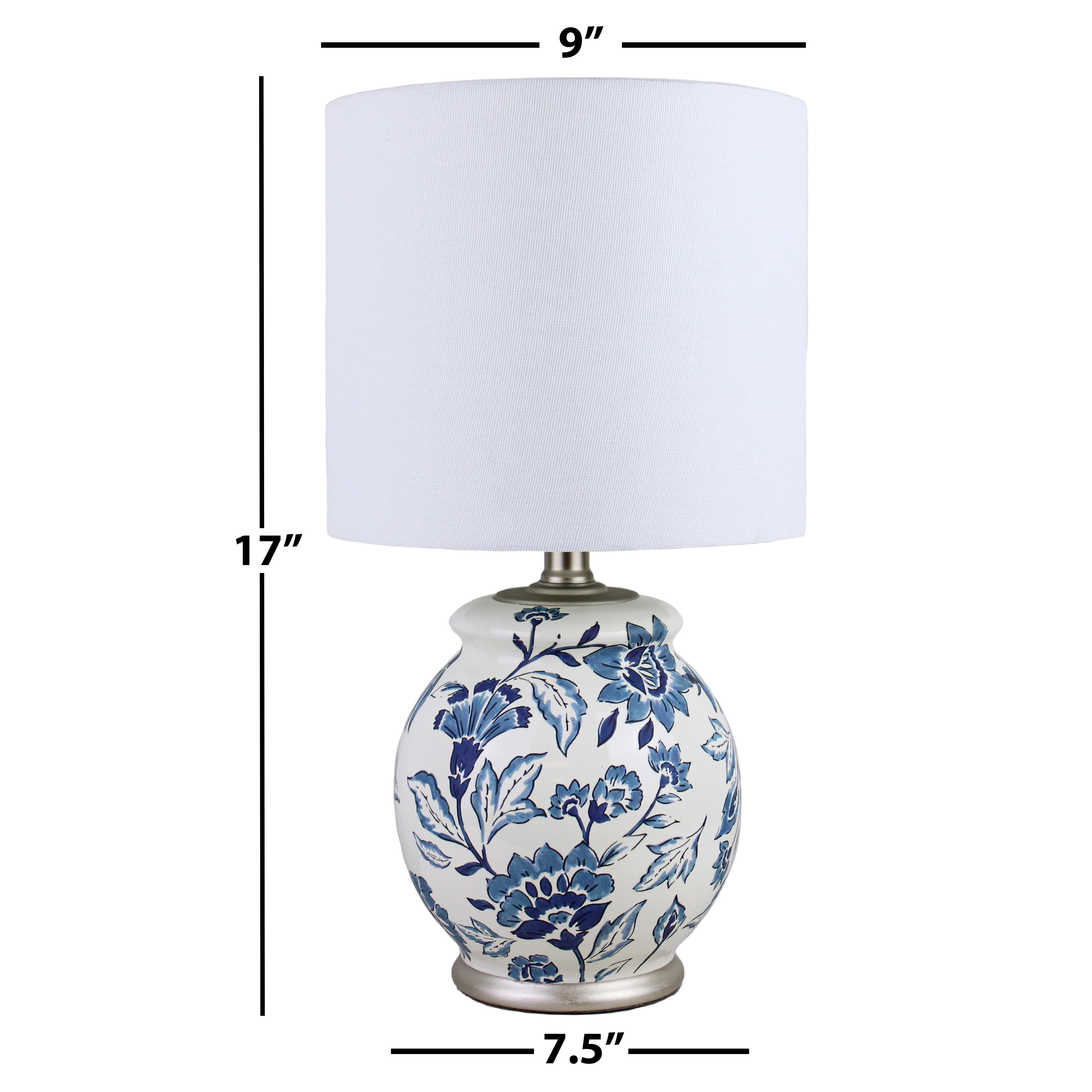 Better Homes & Gardens Floral Ceramic Lamp with Shade, 17"