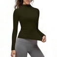 thumbnail image 3 of Stichou Women's Mock Neck Shirt Long Sleeve Slim Fit Spring Fall Tops Thermal Base Layer Soft Lightweight Stretch Undershirts Army Green XL, 3 of 6