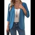 thumbnail image 3 of Cárdigan para Mujer, Cuartos, Color Liso, Informal, Chaqueta Corta, 2025 Azul M, 3 of 10