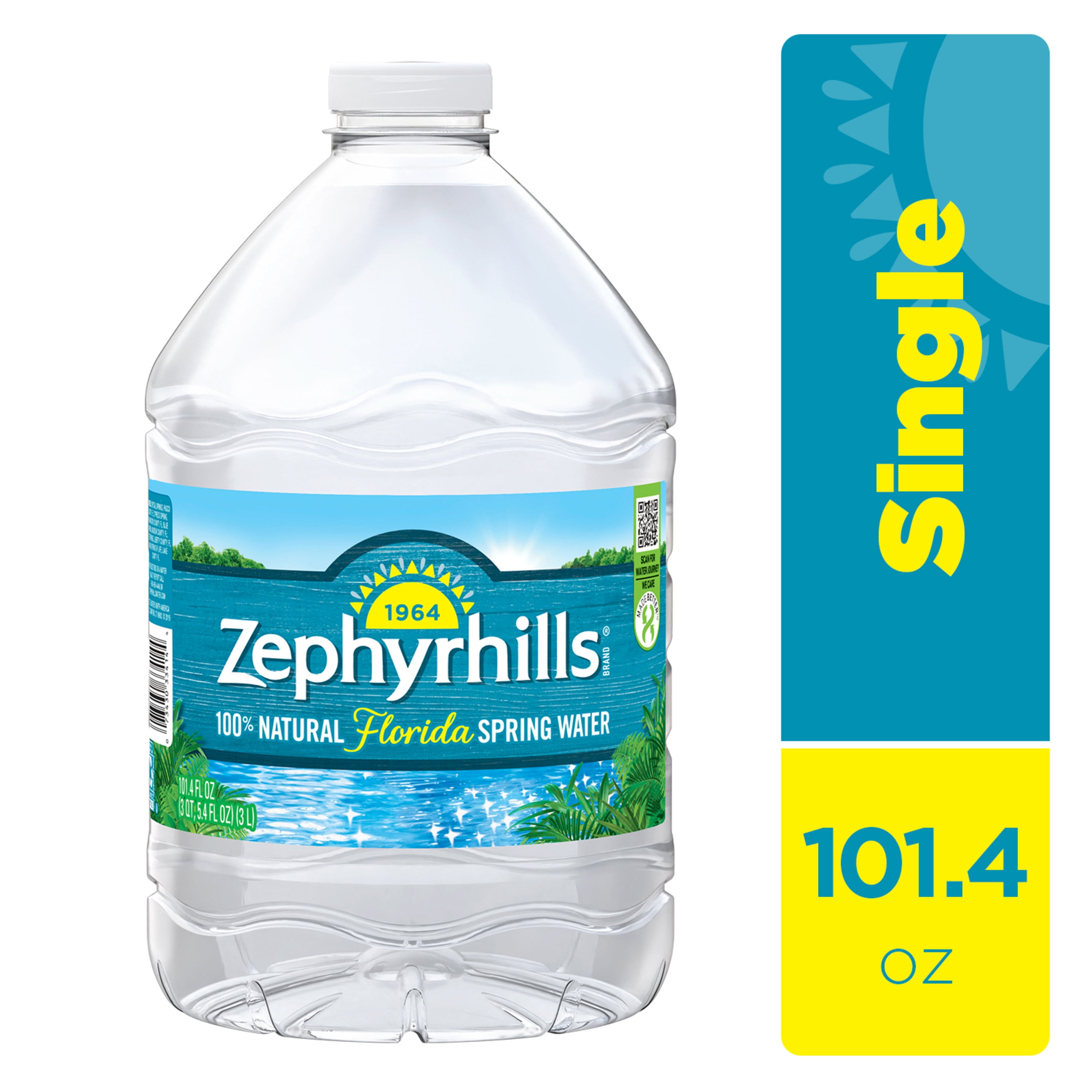 ZEPHYRHILLS Brand 100 Natural Spring Water, 101.4ounce plastic bottle