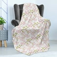 thumbnail image 4 of Plant Watercolor Soft Flannel Fleece Throw Blanket, Blooming Cherry Japanese Sakura in Soft Rose, Cozy Plush for Indoor and Outdoor Use, 50" x 60", Baby Pink Fawn, by Ambesonne, 4 of 5