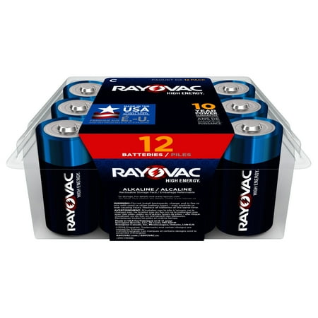 Rayovac High Energy C Batteries (12 Pack), Alkaline C Cell Batteries