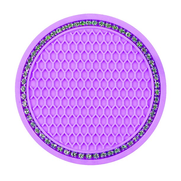 Posavasos para coche, posavasos universales antideslizantes con cristales de imitación, posavasos de PVC de 2,75 pulgadas, accesorios para coche de color rosa (con diamantes)