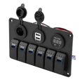 thumbnail image 2 of Ymiko Qiilu 12V 24V 6 Gang Switch Panel, Car Boat Marine LED Rocker Switch Panel Dual USB Voltmeter Lighter, 2 of 8
