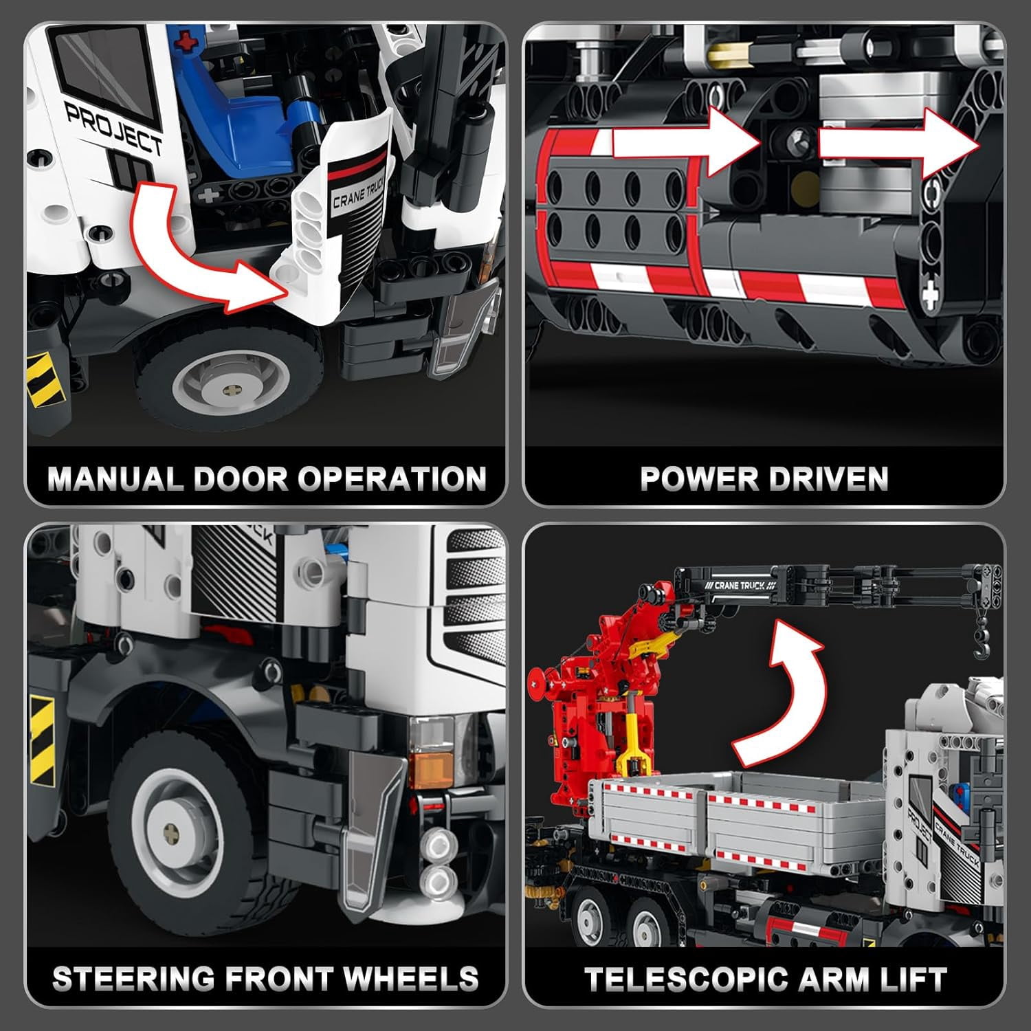 Multi Functional Crane Truck Building Blocks 22011，Control Crane Toy with Remote Control Switch，Robotic Arm That Can Be Rotated and Lifted Crane Truck Model  2178 Pieces
