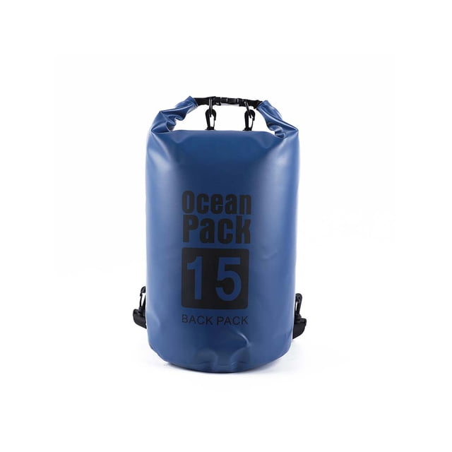 Eigraketly Bolsas impermeables multifuncional para exteriores Equipo de gran capacidad Bolsa plegable para kayak Rafting Piscina Deportes de playa Deportes acuáticos Azul oscuro 15L Hombros Eigraketly OD025898-52