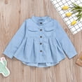 thumbnail image 4 of LYMAYTER Kids Baby Girls Denim Ruched Long Sleeve T-Shirt Tops Toddler Spring Autumn Dress for 3-12 Years Fashion Cowboy Outwear, 4 of 9